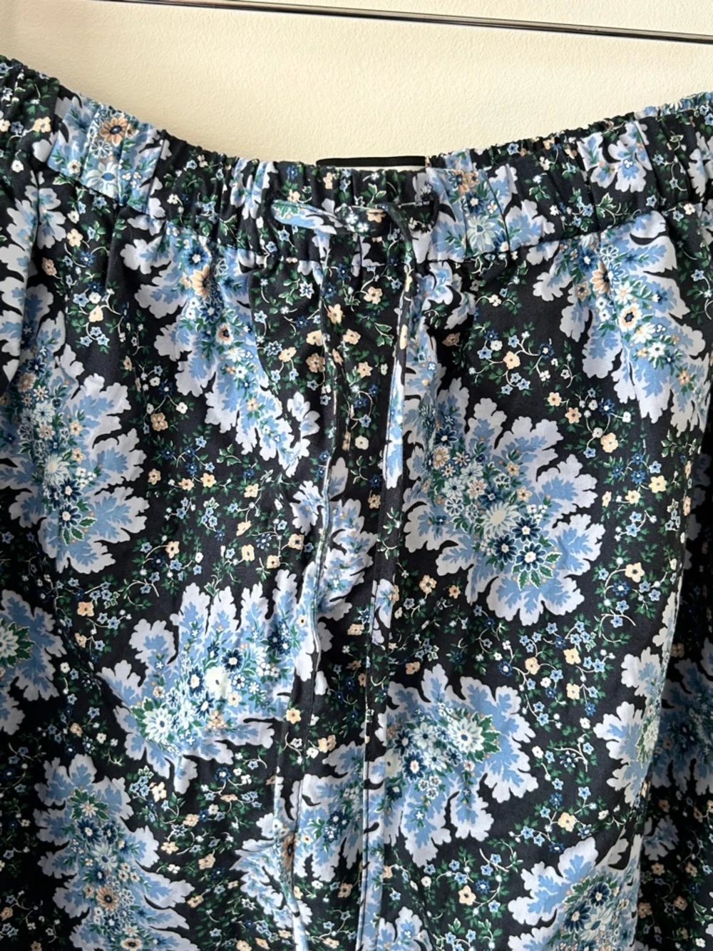 J. Crew Black and Light Blue Floral Midi/MAXI Skirt